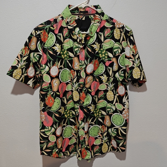 Soul Star England Tropical Fruit Button Down Shirt Men's Size Large Slim Fit - Picture 1 of 7